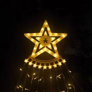 Estrella de Árbol Navideño con Luces LED de Cadena Cascada