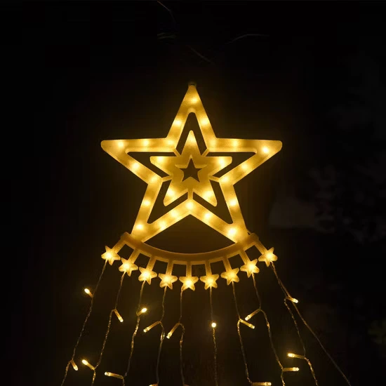 Estrella de Árbol Navideño con Luces LED de Cadena Cascada