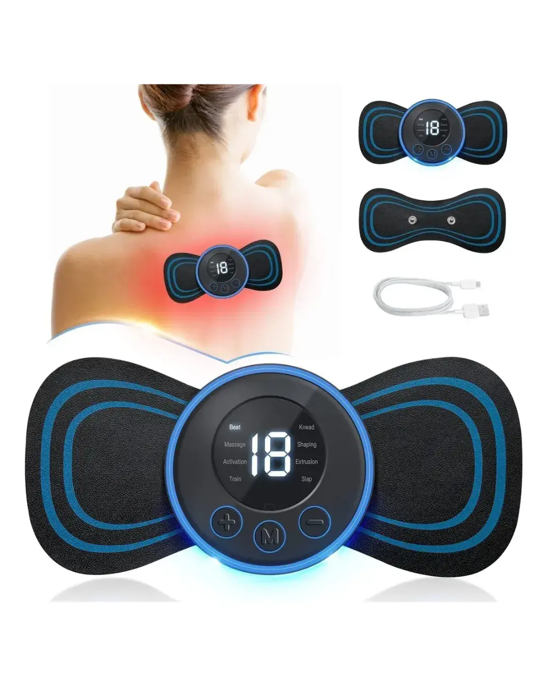 Mini Masajeador Cervical y Espalda EMS Recargable – Alivio de Dolor y Relajación